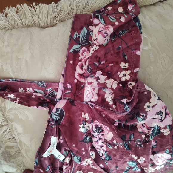 Self esteem women crop top purple velvet floral size XL - Picture 5 of 7